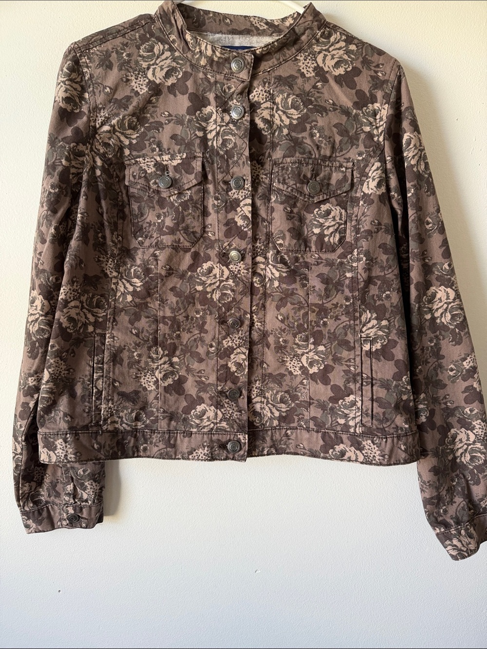 Bandolino Brown Floral Button-Up Jean Jacket